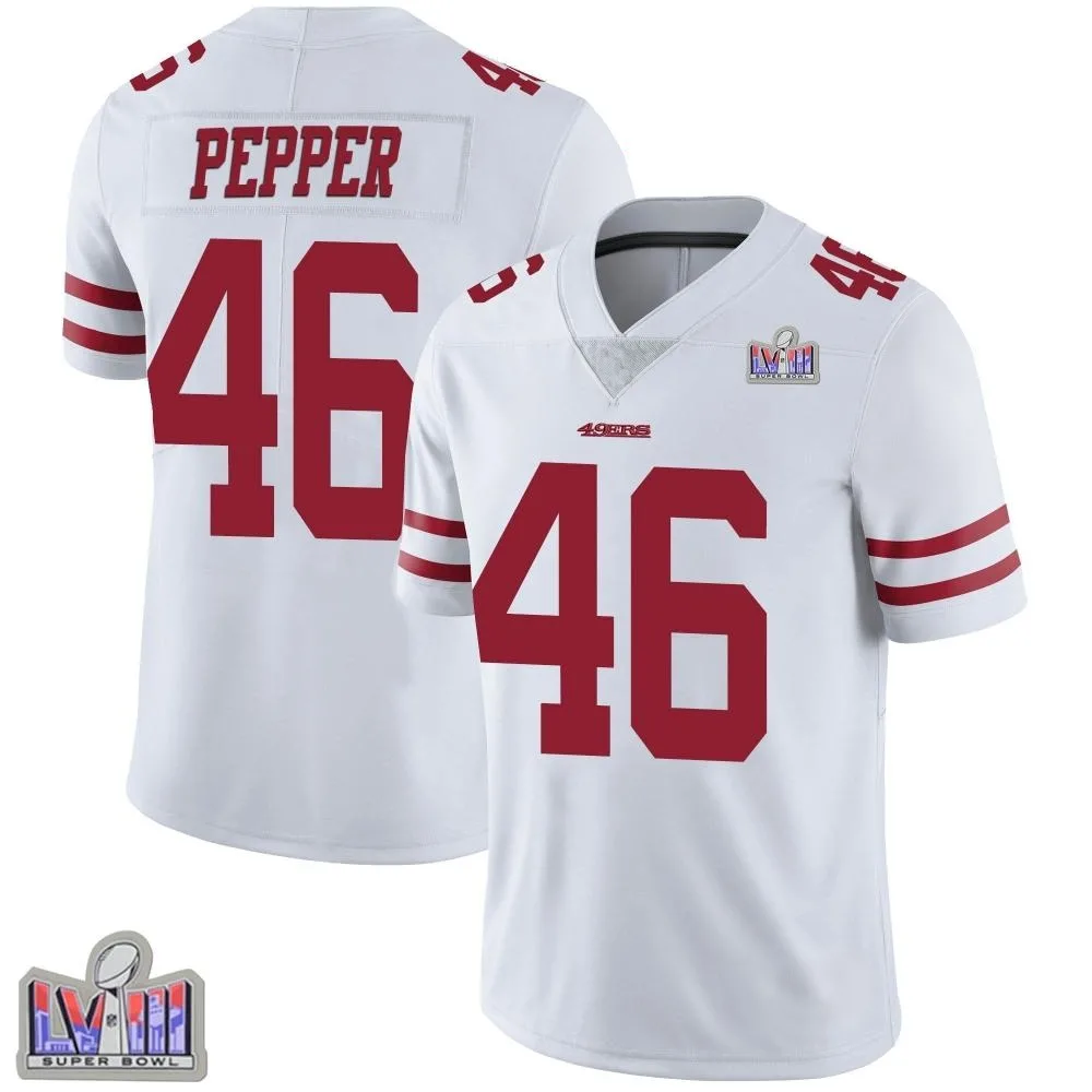 Youth San Francisco 49ers Taybor Pepper Nike Vapor Untouchable Super Bowl LVIII Patch Limited White Jersey Youth San Francisco 49ers Taybor Pepper Nike Vapor Untouchable Super Bowl LVIII Patch Limited White Jersey