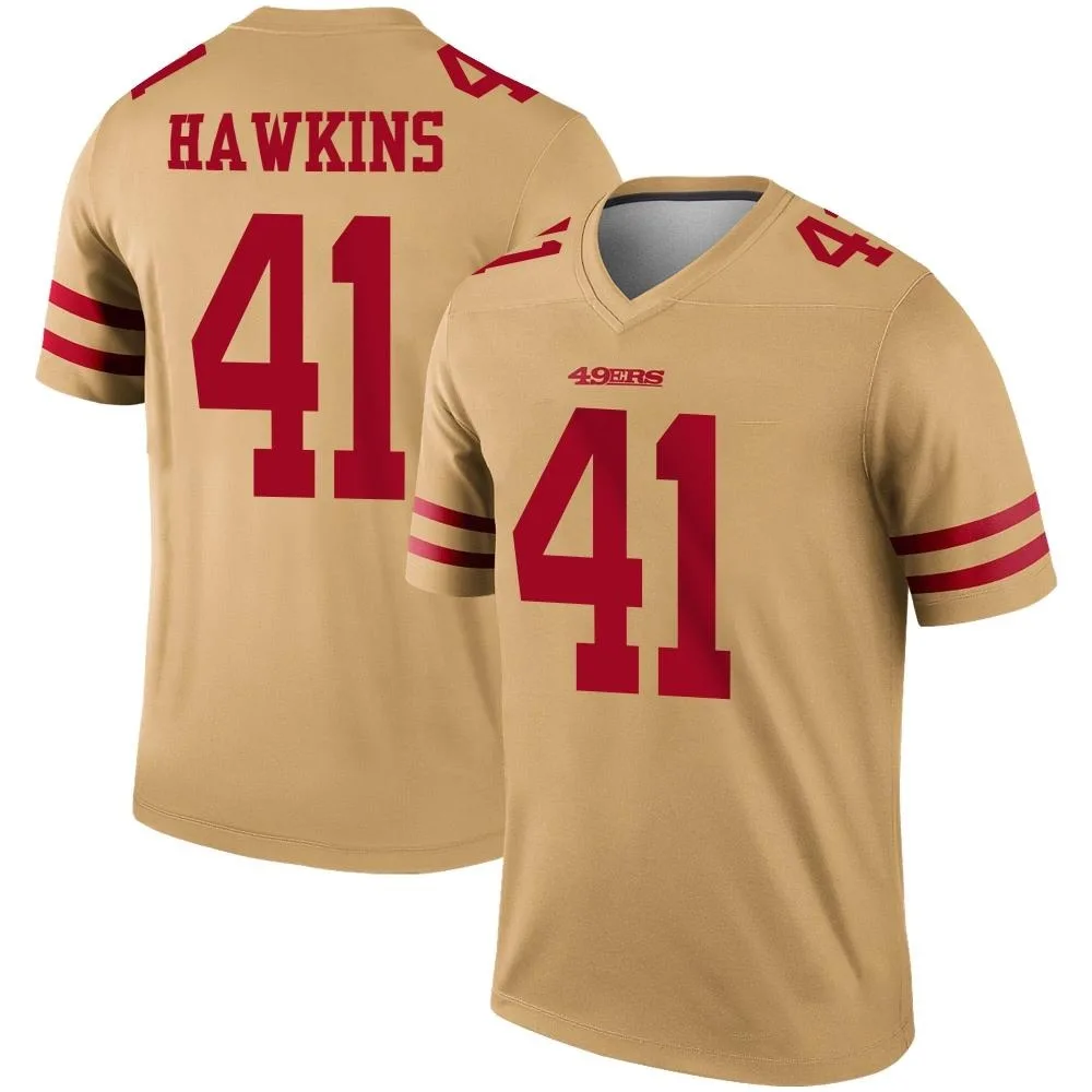 Men's San Francisco 49ers Tayler Hawkins Nike Inverted Legend Gold Jersey Men's San Francisco 49ers Tayler Hawkins Nike Inverted Legend Gold Jersey
