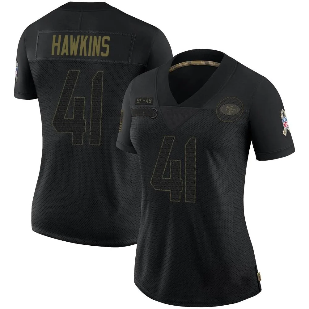 Women's San Francisco 49ers Tayler Hawkins Nike 2020 Salute To Service Limited Black Jersey Women's San Francisco 49ers Tayler Hawkins Nike 2020 Salute To Service Limited Black Jersey