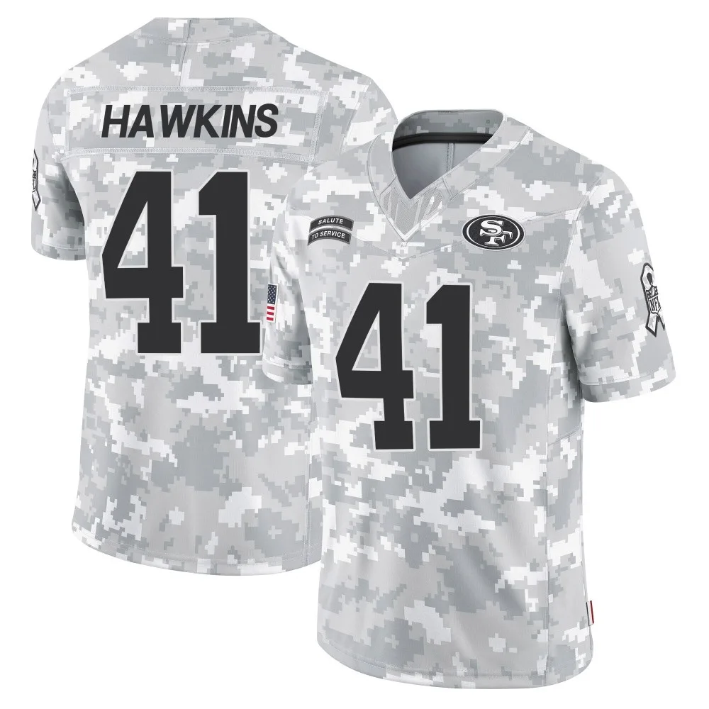 Youth San Francisco 49ers Tayler Hawkins Nike 2024 Salute To Service Limited Arctic Camo Jersey Youth San Francisco 49ers Tayler Hawkins Nike 2024 Salute To Service Limited Arctic Camo Jersey