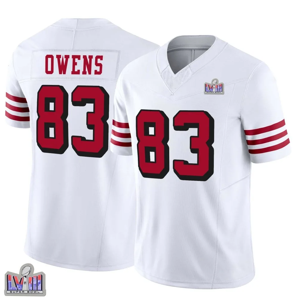 Youth San Francisco 49ers Terique Owens Nike Alternate Vapor F.U.S.E. Super Bowl LVIII Patch Limited White Jersey Youth San Francisco 49ers Terique Owens Nike Alternate Vapor F.U.S.E. Super Bowl LVIII Patch Limited White Jersey