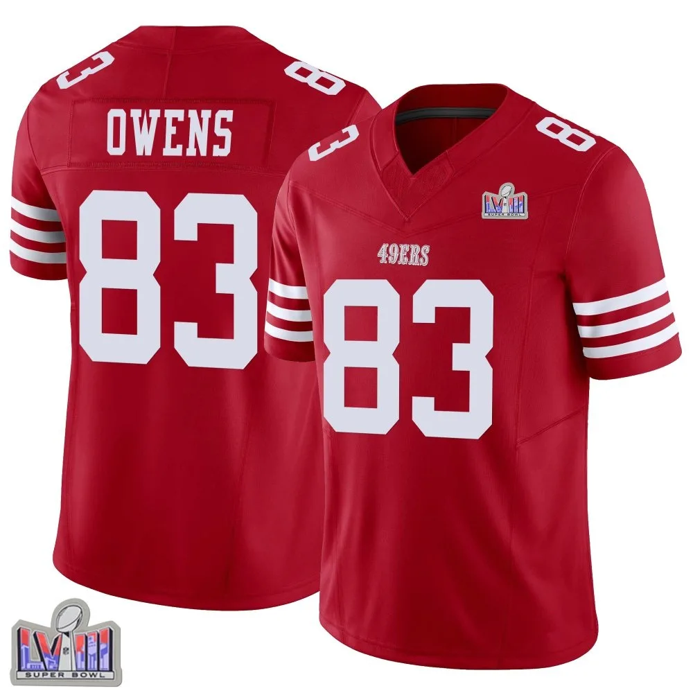 Youth San Francisco 49ers Terique Owens Nike Vapor F.U.S.E. Super Bowl LVIII Patch Limited Scarlet Jersey Youth San Francisco 49ers Terique Owens Nike Vapor F.U.S.E. Super Bowl LVIII Patch Limited Scarlet Jersey