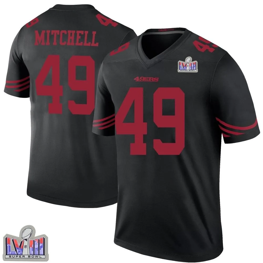 Men's San Francisco 49ers Terrance Mitchell Nike Color Rush Super Bowl LVIII Patch Legend Black Jersey Men's San Francisco 49ers Terrance Mitchell Nike Color Rush Super Bowl LVIII Patch Legend Black Jersey