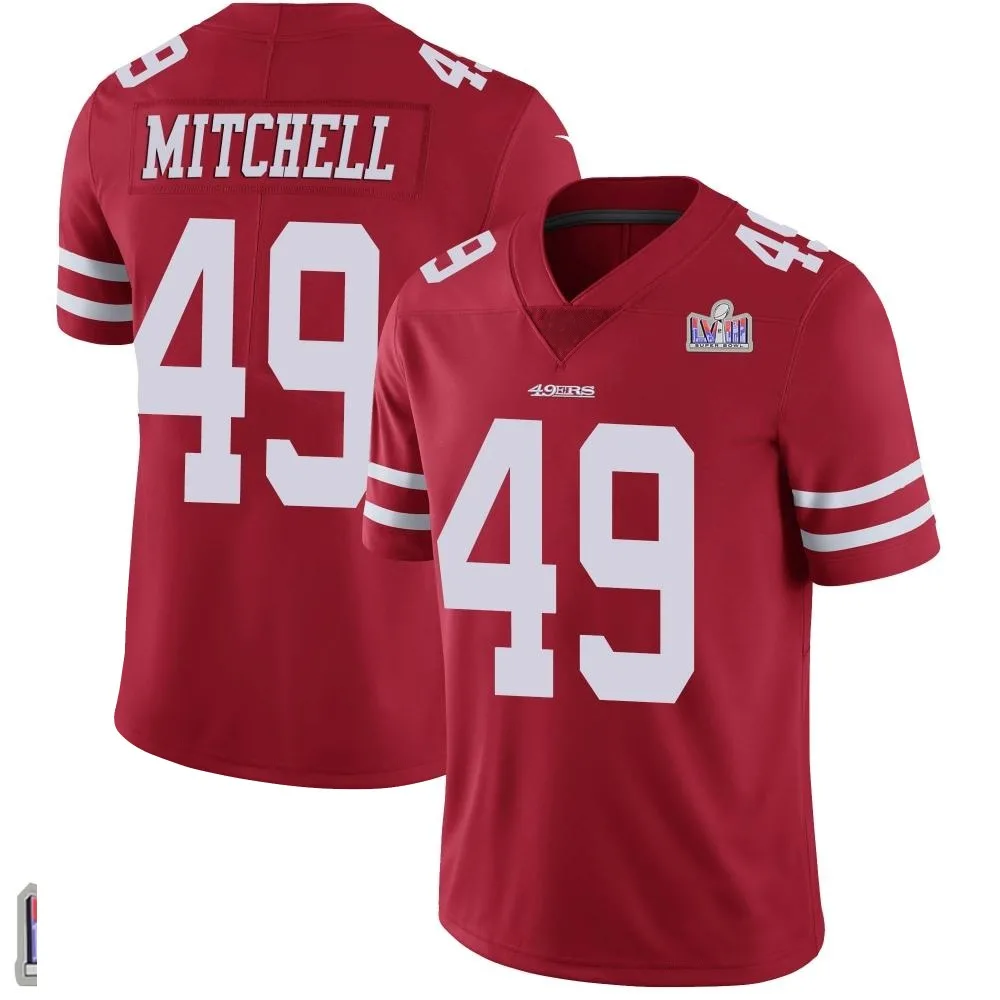 Men's San Francisco 49ers Terrance Mitchell Nike Team Color Vapor Untouchable Super Bowl LVIII Patch Limited Red Jersey Men's San Francisco 49ers Terrance Mitchell Nike Team Color Vapor Untouchable Super Bowl LVIII Patch Limited Red Jersey