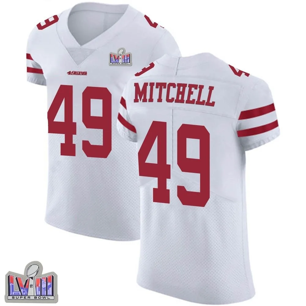 Men's San Francisco 49ers Terrance Mitchell Nike Vapor Untouchable Super Bowl LVIII Patch Elite White Jersey Men's San Francisco 49ers Terrance Mitchell Nike Vapor Untouchable Super Bowl LVIII Patch Elite White Jersey