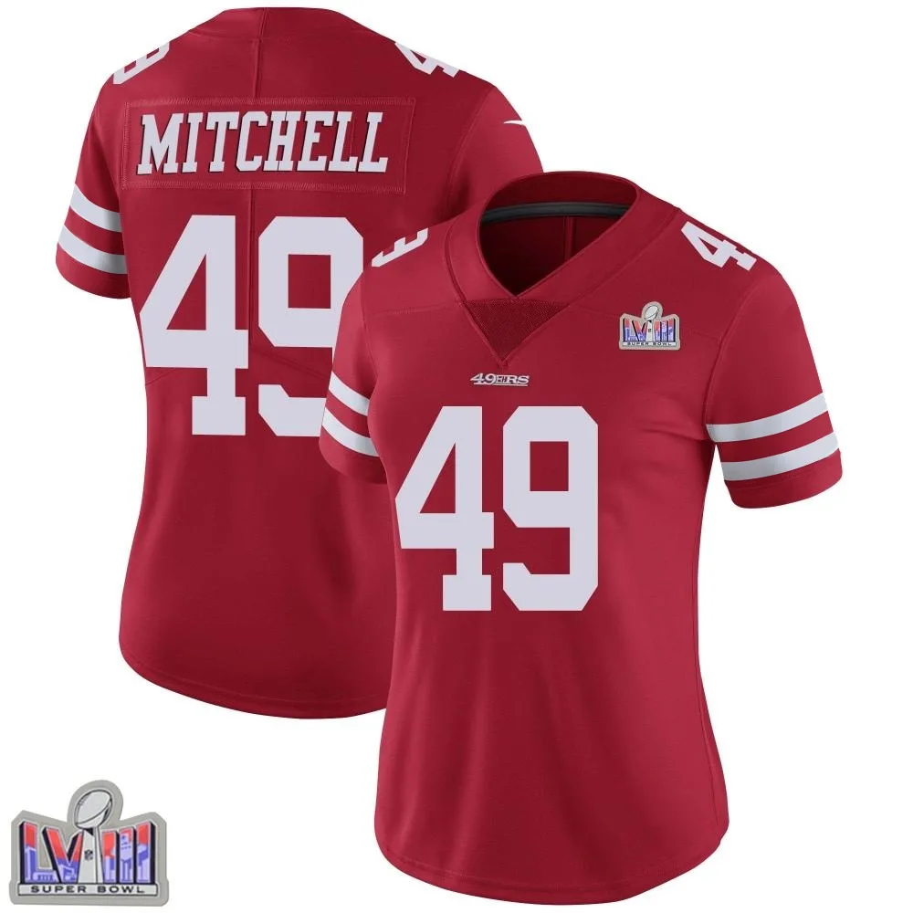 Women's San Francisco 49ers Terrance Mitchell Nike Team Color Vapor Untouchable Super Bowl LVIII Patch Limited Red Jersey Women's San Francisco 49ers Terrance Mitchell Nike Team Color Vapor Untouchable Super Bowl LVIII Patch Limited Red Jersey