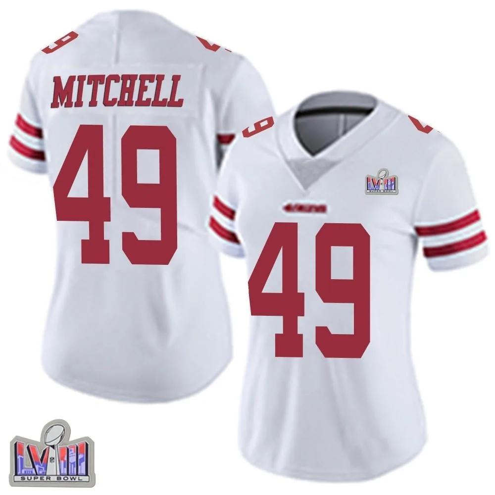 Women's San Francisco 49ers Terrance Mitchell Nike Vapor Untouchable Super Bowl LVIII Patch Limited White Jersey Women's San Francisco 49ers Terrance Mitchell Nike Vapor Untouchable Super Bowl LVIII Patch Limited White Jersey