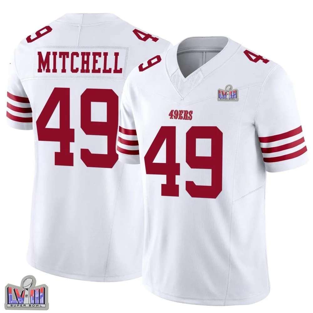 Youth San Francisco 49ers Terrance Mitchell Nike Vapor F.U.S.E. Super Bowl LVIII Patch Limited White Jersey Youth San Francisco 49ers Terrance Mitchell Nike Vapor F.U.S.E. Super Bowl LVIII Patch Limited White Jersey