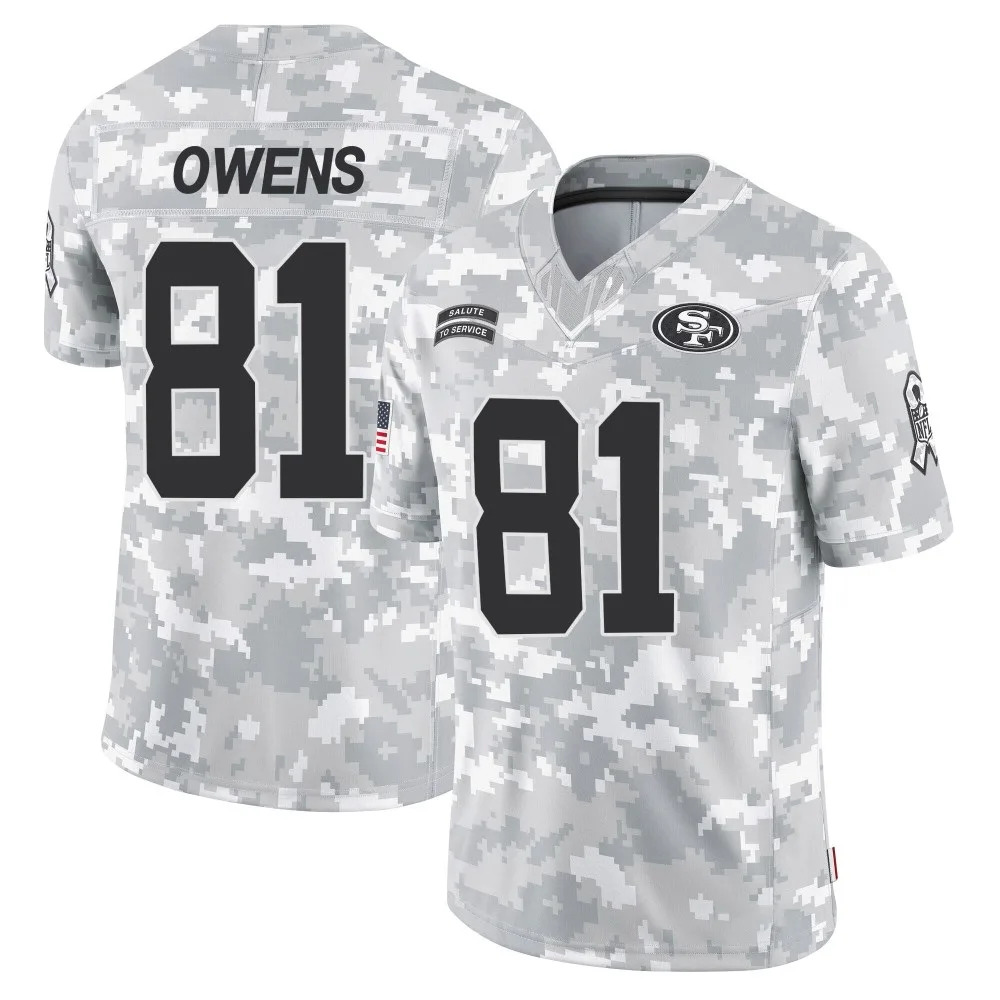 Men's San Francisco 49ers Terrell Owens Nike 2024 Salute To Service Limited Arctic Camo Jersey Men's San Francisco 49ers Terrell Owens Nike 2024 Salute To Service Limited Arctic Camo Jersey