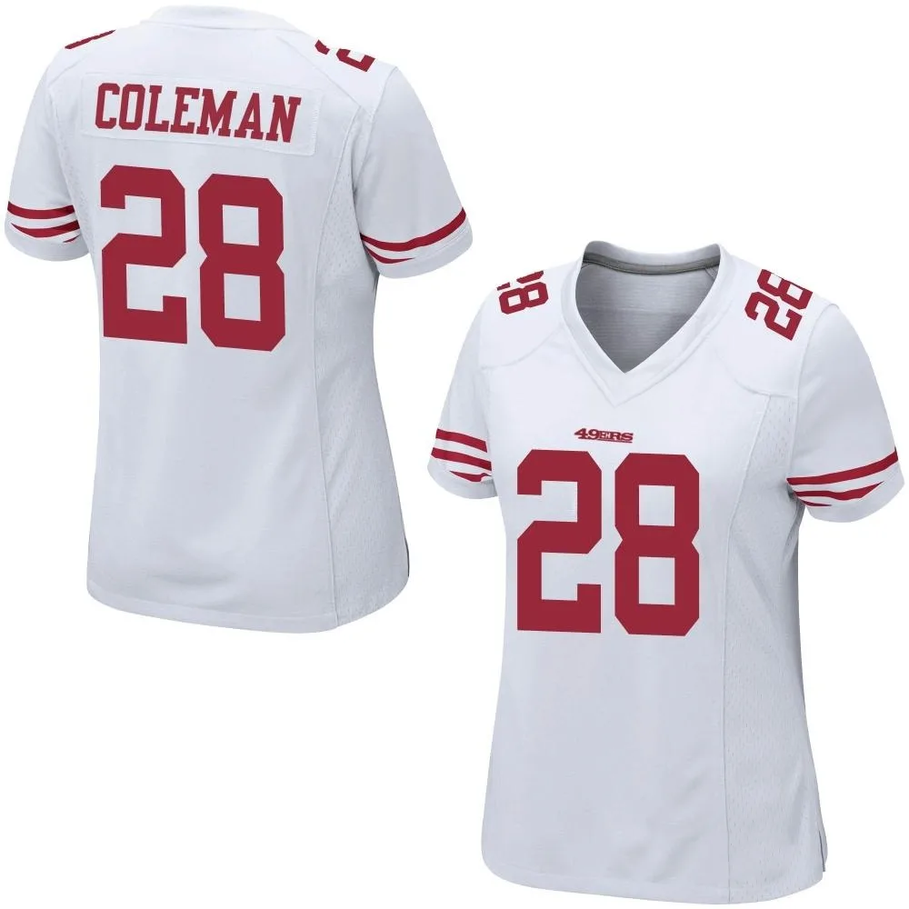 Women's San Francisco 49ers Tevin Coleman Nike Game White Jersey Women's San Francisco 49ers Tevin Coleman Nike Game White Jersey