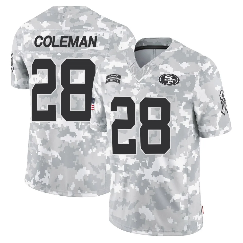 Youth San Francisco 49ers Tevin Coleman Nike 2024 Salute To Service Limited Arctic Camo Jersey Youth San Francisco 49ers Tevin Coleman Nike 2024 Salute To Service Limited Arctic Camo Jersey