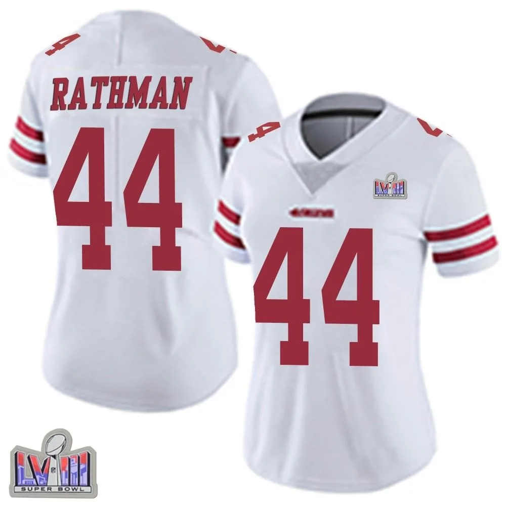 Women's San Francisco 49ers Tom Rathman Nike Vapor Untouchable Super Bowl LVIII Patch Limited White Jersey Women's San Francisco 49ers Tom Rathman Nike Vapor Untouchable Super Bowl LVIII Patch Limited White Jersey