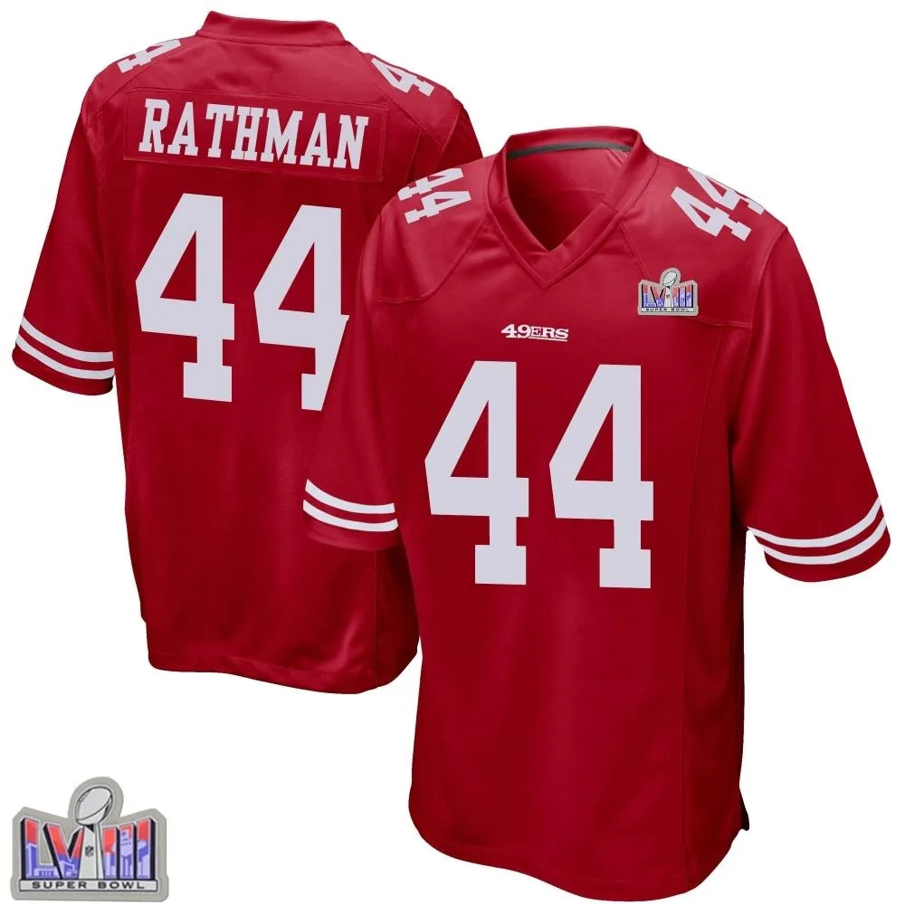 Youth San Francisco 49ers Tom Rathman Nike Team Color Super Bowl LVIII Patch Game Red Jersey Youth San Francisco 49ers Tom Rathman Nike Team Color Super Bowl LVIII Patch Game Red Jersey