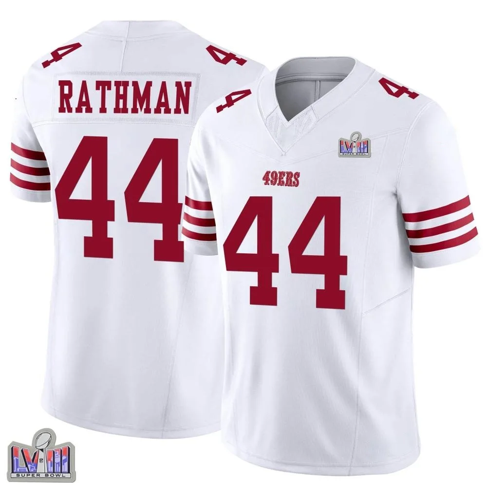 Youth San Francisco 49ers Tom Rathman Nike Vapor F.U.S.E. Super Bowl LVIII Patch Limited White Jersey Youth San Francisco 49ers Tom Rathman Nike Vapor F.U.S.E. Super Bowl LVIII Patch Limited White Jersey