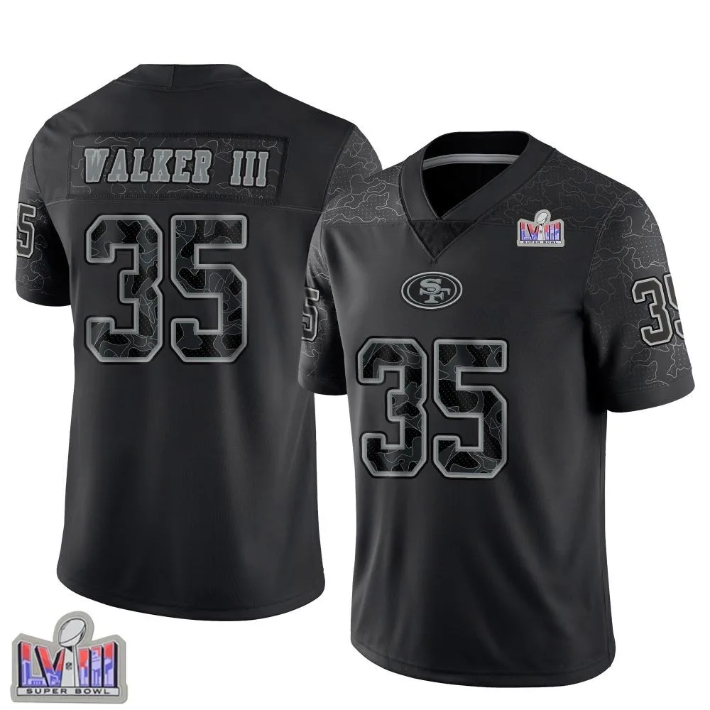 Men's San Francisco 49ers Tracy Walker Iii Nike Reflective Super Bowl LVIII Patch Limited Black Jersey Men's San Francisco 49ers Tracy Walker Iii Nike Reflective Super Bowl LVIII Patch Limited Black Jersey