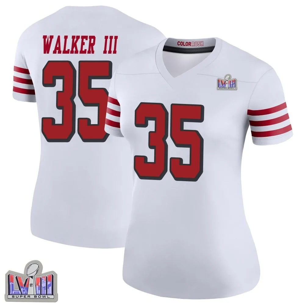 Women's San Francisco 49ers Tracy Walker Iii Nike Color Rush Super Bowl LVIII Patch Legend White Jersey Women's San Francisco 49ers Tracy Walker Iii Nike Color Rush Super Bowl LVIII Patch Legend White Jersey