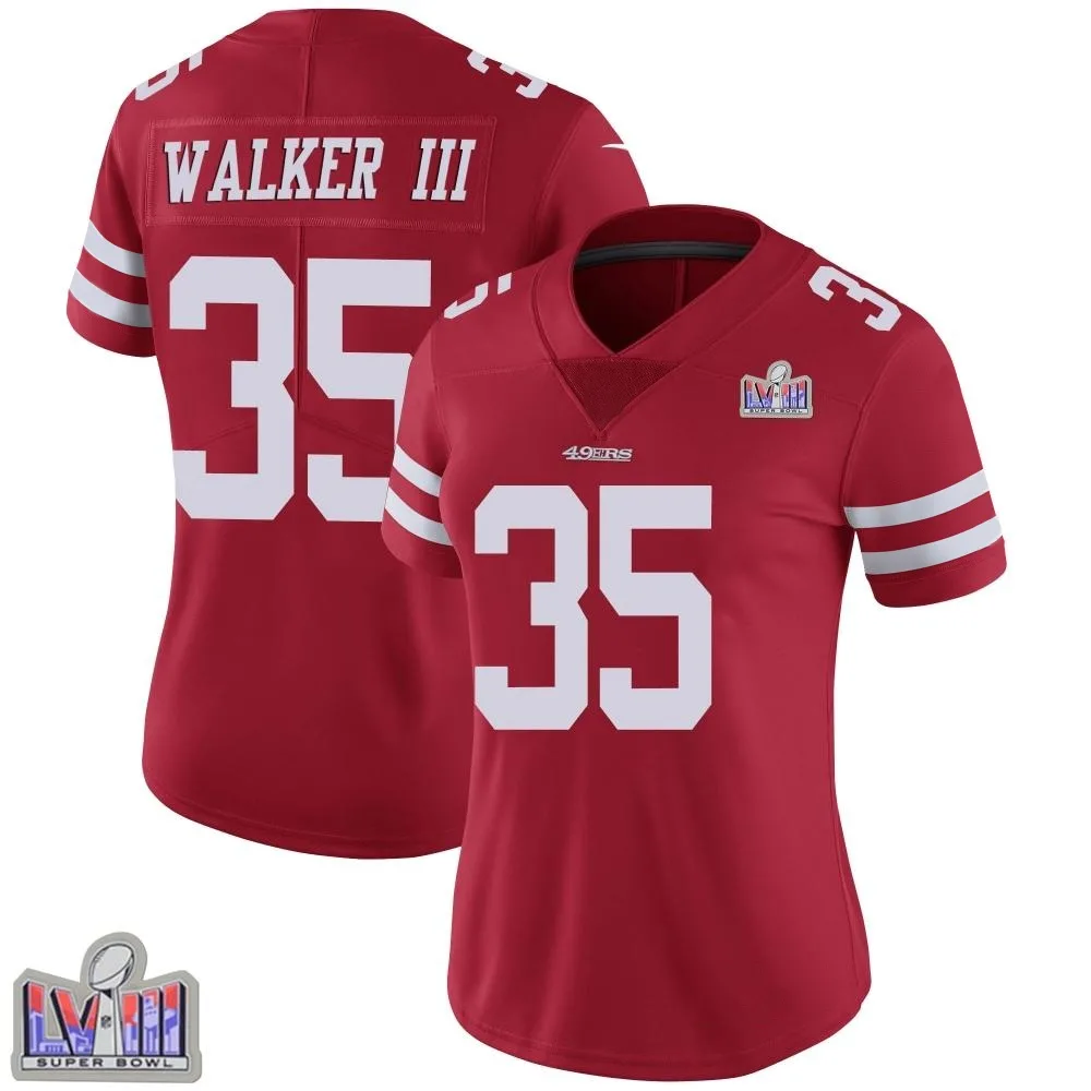 Women's San Francisco 49ers Tracy Walker Iii Nike Team Color Vapor Untouchable Super Bowl LVIII Patch Limited Red Jersey Women's San Francisco 49ers Tracy Walker Iii Nike Team Color Vapor Untouchable Super Bowl LVIII Patch Limited Red Jersey