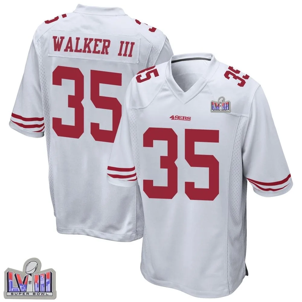 Youth San Francisco 49ers Tracy Walker Iii Nike Super Bowl LVIII Patch Game White Jersey Youth San Francisco 49ers Tracy Walker Iii Nike Super Bowl LVIII Patch Game White Jersey