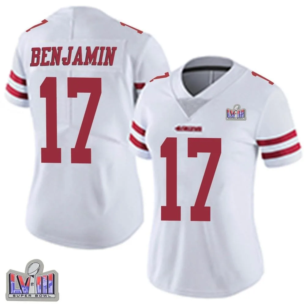 Women's San Francisco 49ers Travis Benjamin Nike Vapor Untouchable Super Bowl LVIII Patch Limited White Jersey Women's San Francisco 49ers Travis Benjamin Nike Vapor Untouchable Super Bowl LVIII Patch Limited White Jersey