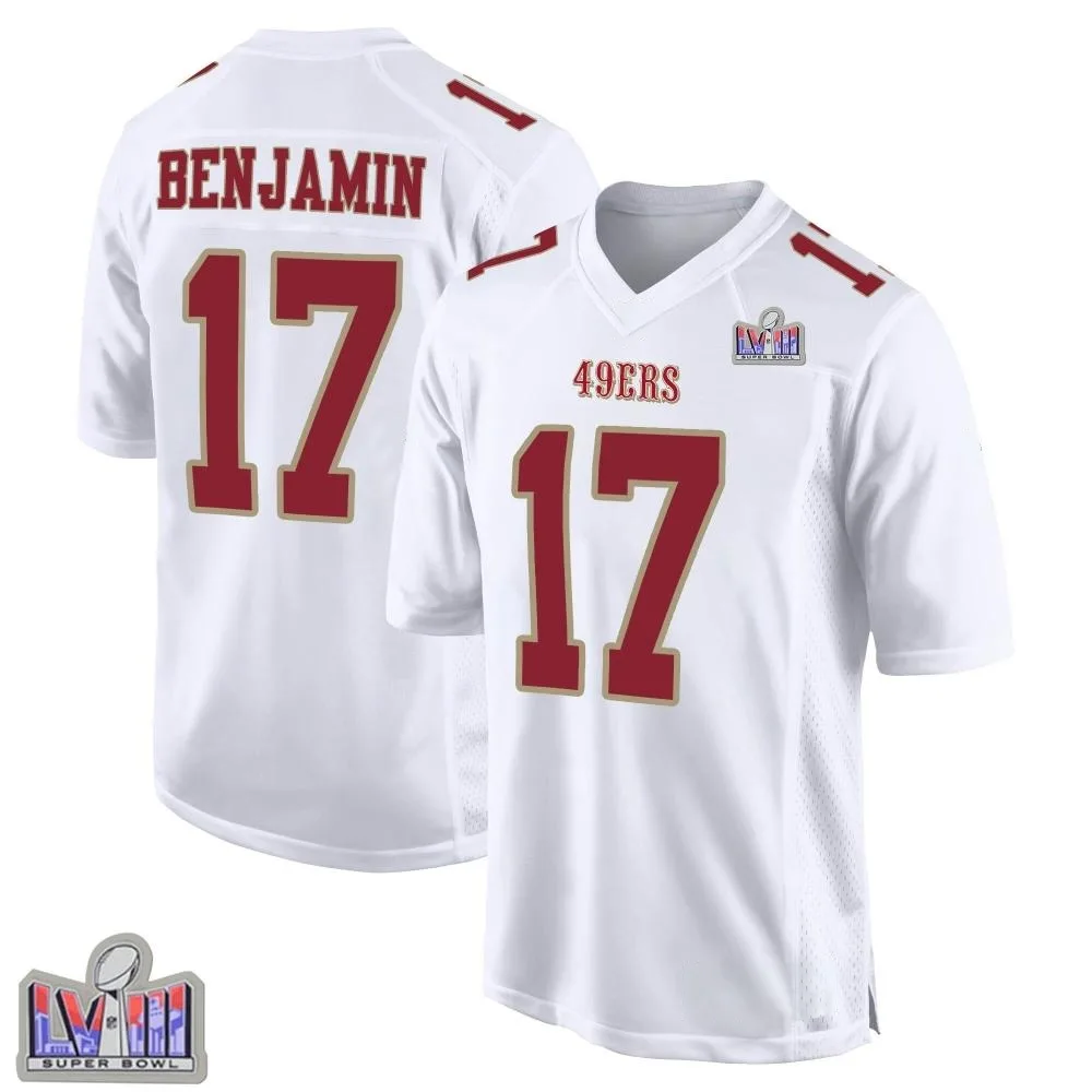 Youth San Francisco 49ers Travis Benjamin Nike Fashion Super Bowl LVIII Patch Game White Jersey Youth San Francisco 49ers Travis Benjamin Nike Fashion Super Bowl LVIII Patch Game White Jersey