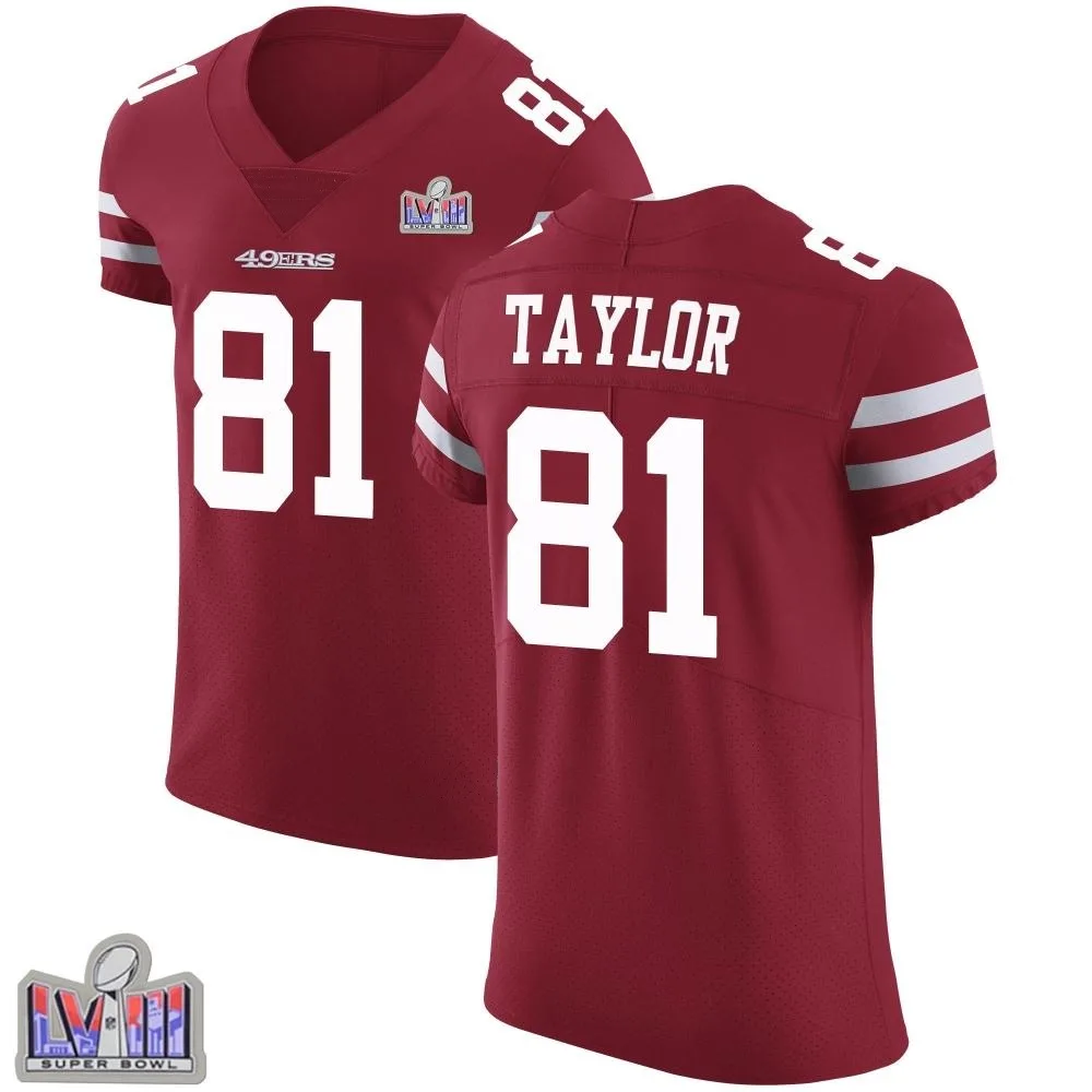 Men's San Francisco 49ers Trent Taylor Nike Team Color Vapor Untouchable Super Bowl LVIII Patch Elite Red Jersey