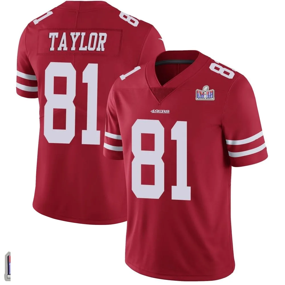 Men's San Francisco 49ers Trent Taylor Nike Team Color Vapor Untouchable Super Bowl LVIII Patch Limited Red Jersey Men's San Francisco 49ers Trent Taylor Nike Team Color Vapor Untouchable Super Bowl LVIII Patch Limited Red Jersey