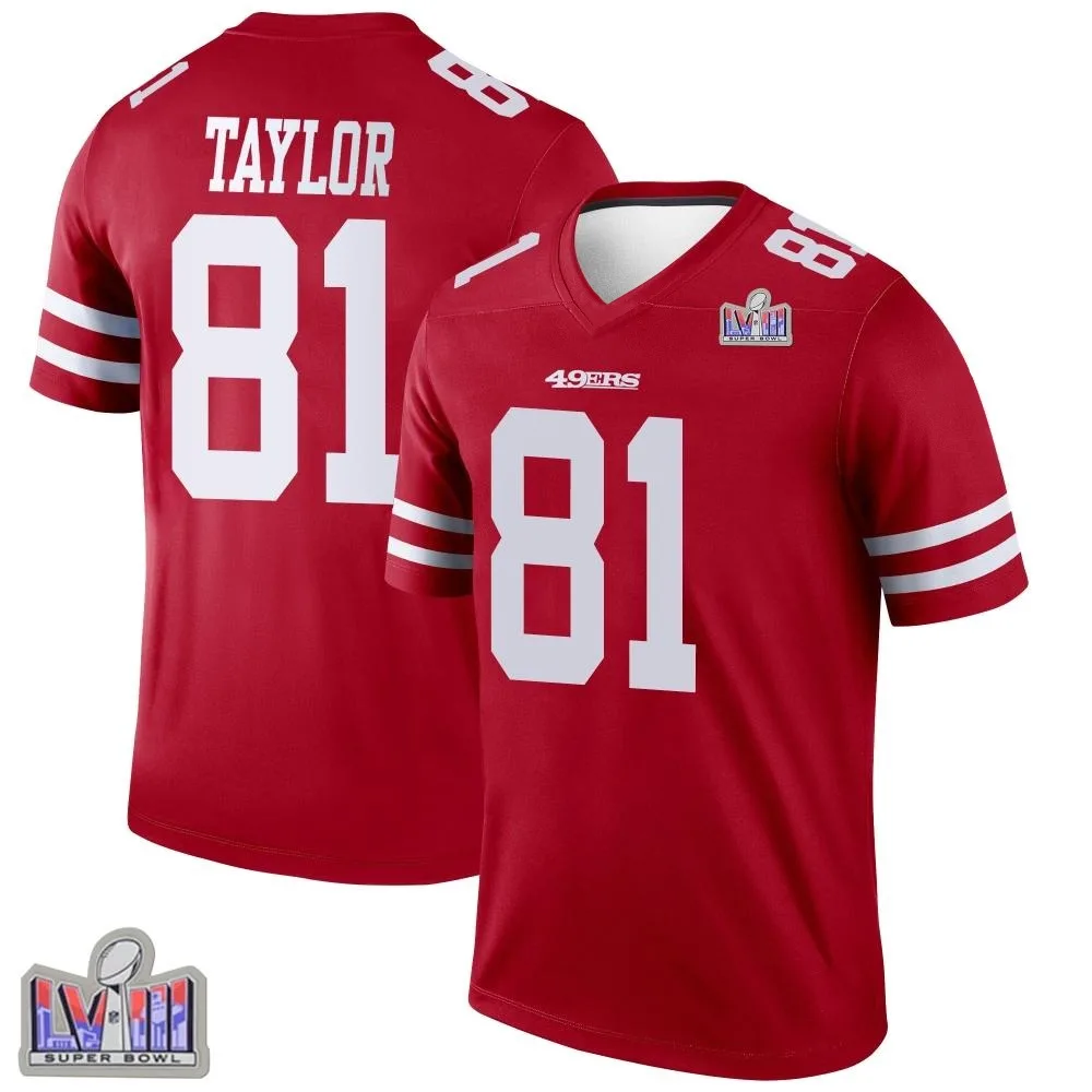 Youth San Francisco 49ers Trent Taylor Nike Super Bowl LVIII Patch Legend Scarlet Jersey Youth San Francisco 49ers Trent Taylor Nike Super Bowl LVIII Patch Legend Scarlet Jersey