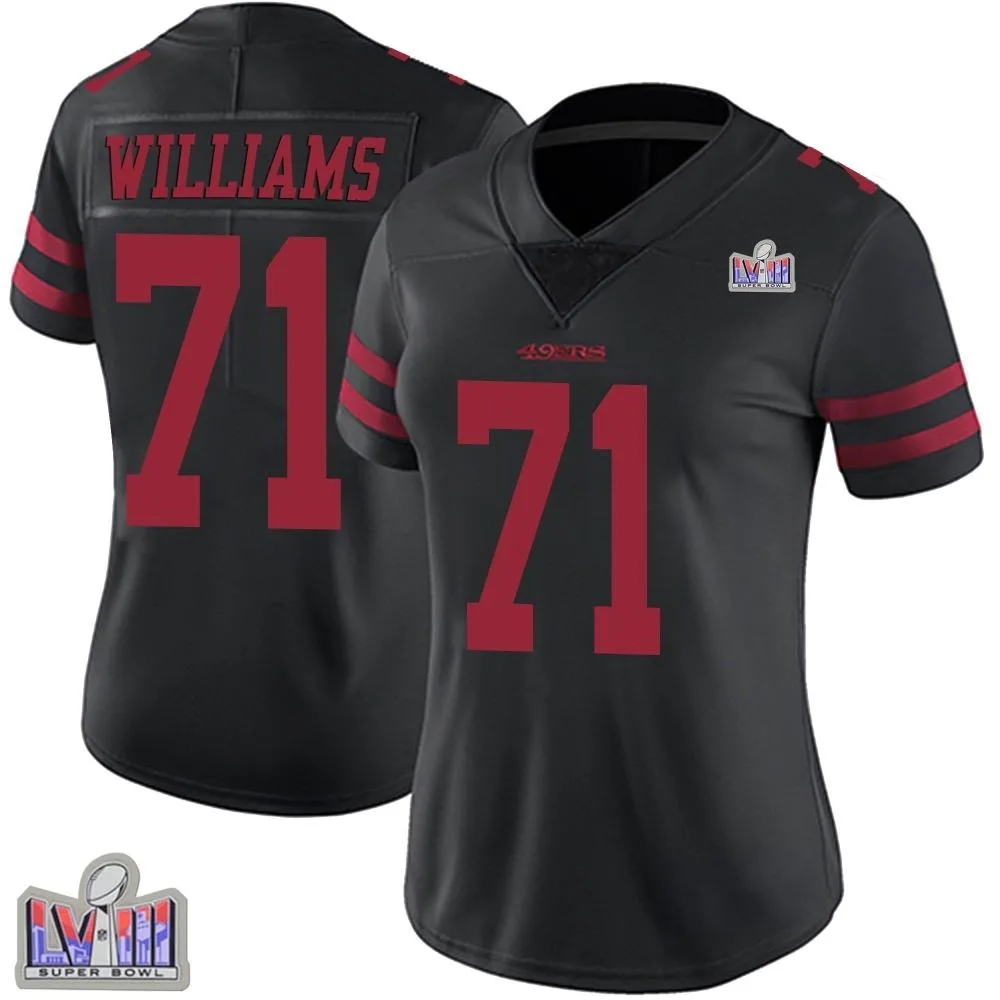 Women's San Francisco 49ers Trent Williams Nike Alternate Vapor Untouchable Super Bowl LVIII Patch Limited Black Jersey Women's San Francisco 49ers Trent Williams Nike Alternate Vapor Untouchable Super Bowl LVIII Patch Limited Black Jersey