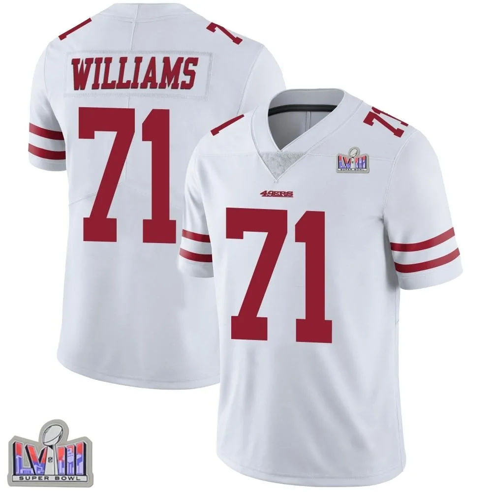 Youth San Francisco 49ers Trent Williams Nike Vapor Untouchable Super Bowl LVIII Patch Limited White Jersey Youth San Francisco 49ers Trent Williams Nike Vapor Untouchable Super Bowl LVIII Patch Limited White Jersey