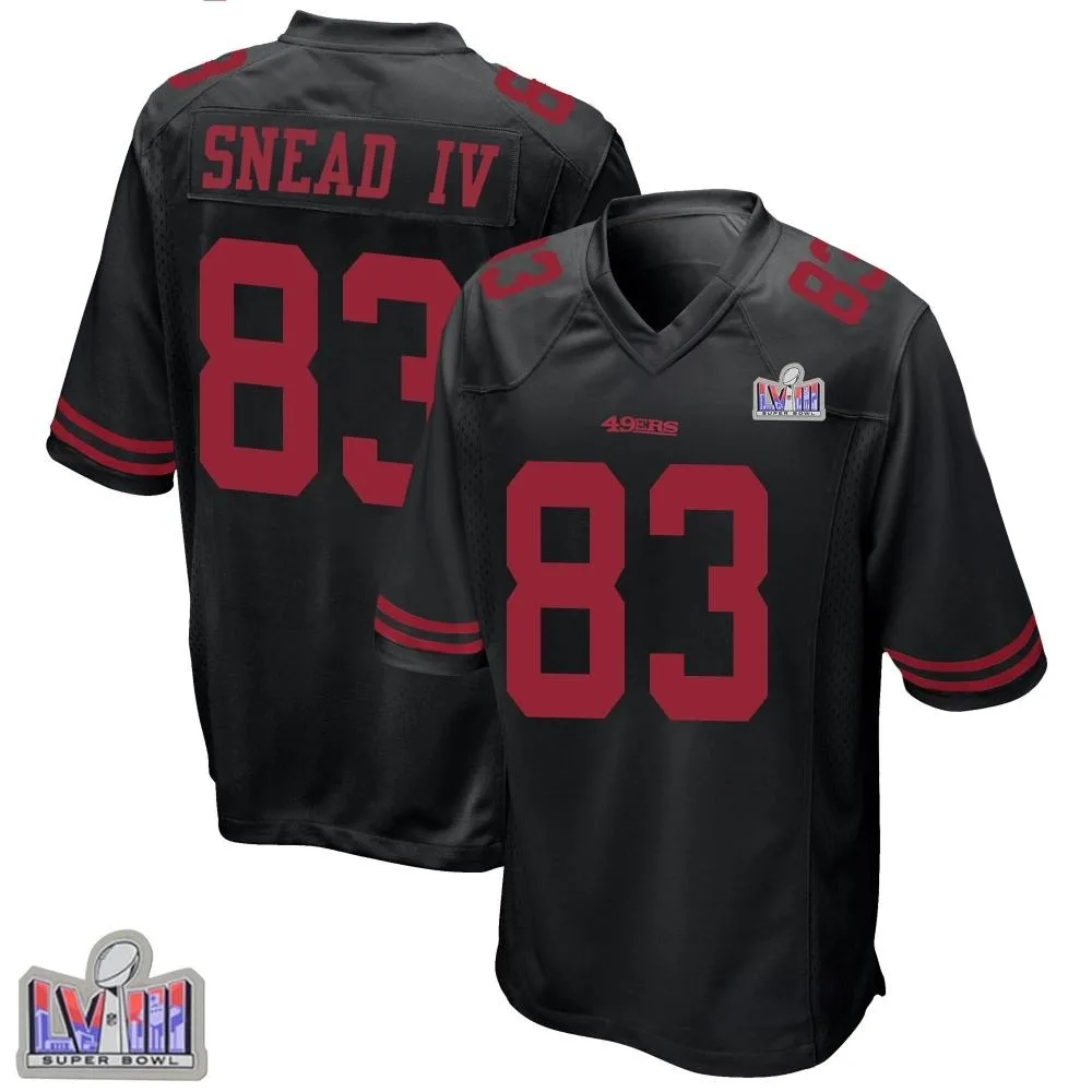 Men's San Francisco 49ers Willie Snead Iv Nike Alternate Super Bowl LVIII Patch Game Black Jersey Men's San Francisco 49ers Willie Snead Iv Nike Alternate Super Bowl LVIII Patch Game Black Jersey