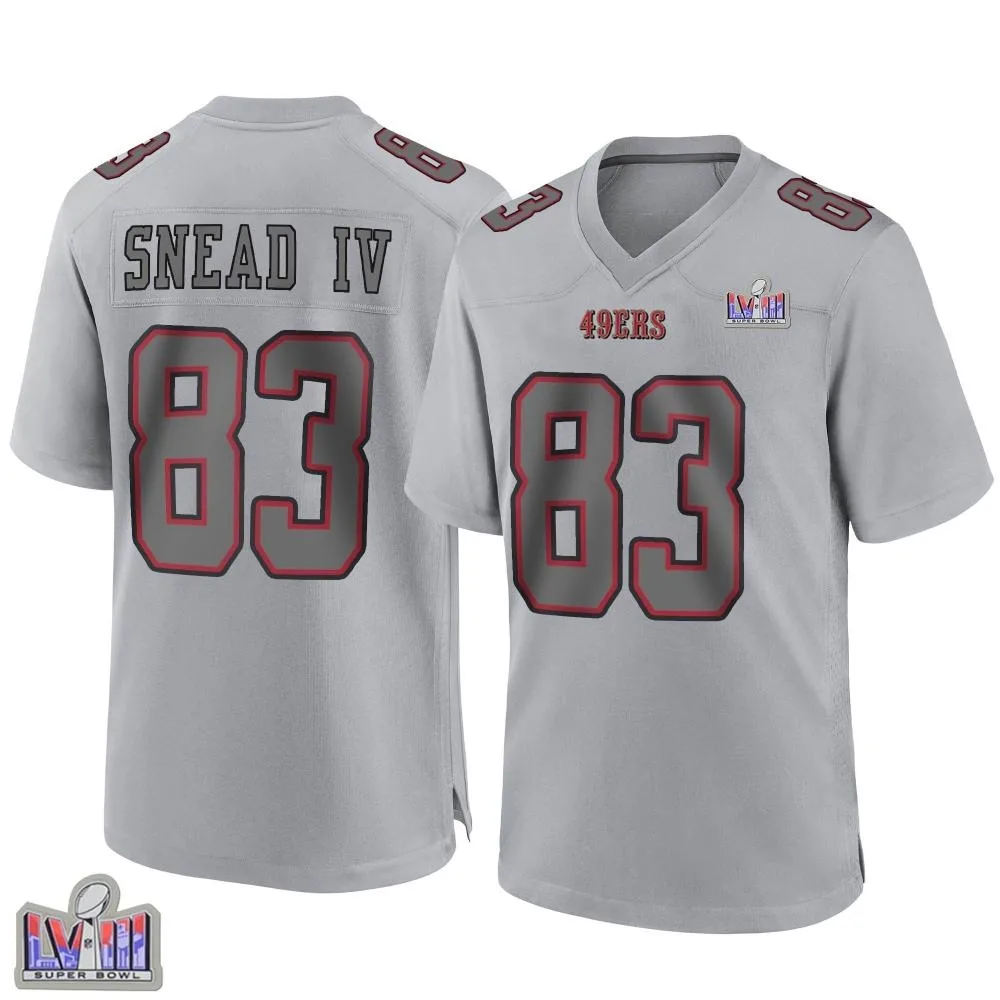 Men's San Francisco 49ers Willie Snead Iv Nike Atmosphere Fashion Super Bowl LVIII Patch Game Gray Jersey Men's San Francisco 49ers Willie Snead Iv Nike Atmosphere Fashion Super Bowl LVIII Patch Game Gray Jersey
