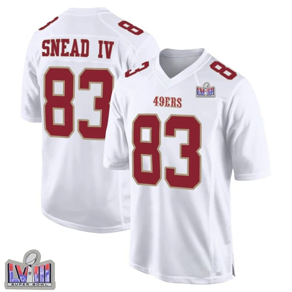 Men's San Francisco 49ers Willie Snead Iv Nike Fashion Super Bowl LVIII Patch Game White Jersey Men's San Francisco 49ers Willie Snead Iv Nike Fashion Super Bowl LVIII Patch Game White Jersey