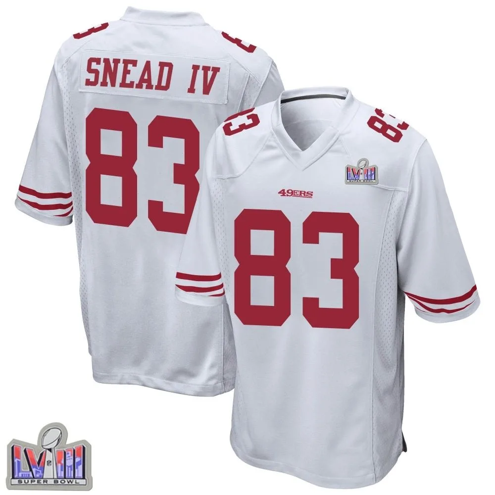 Men's San Francisco 49ers Willie Snead Iv Nike Super Bowl LVIII Patch Game White Jersey Men's San Francisco 49ers Willie Snead Iv Nike Super Bowl LVIII Patch Game White Jersey