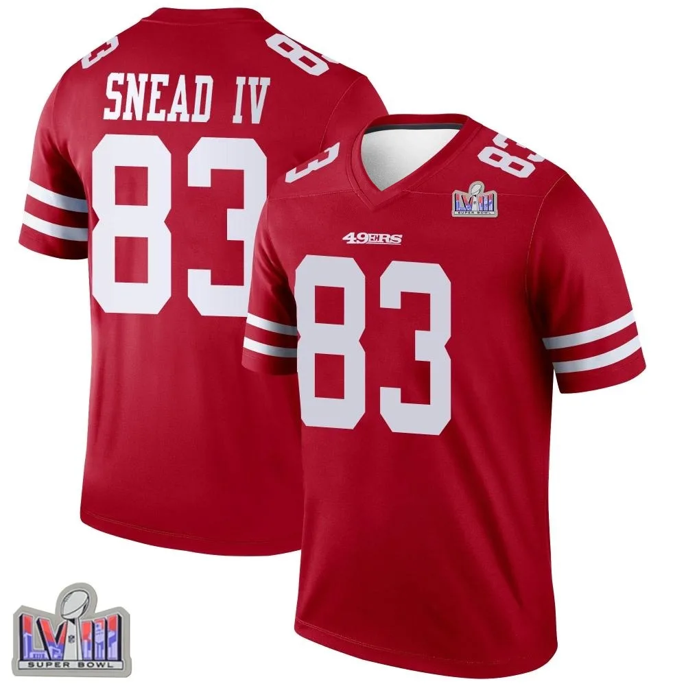Men's San Francisco 49ers Willie Snead Iv Nike Super Bowl LVIII Patch Legend Scarlet Jersey Men's San Francisco 49ers Willie Snead Iv Nike Super Bowl LVIII Patch Legend Scarlet Jersey