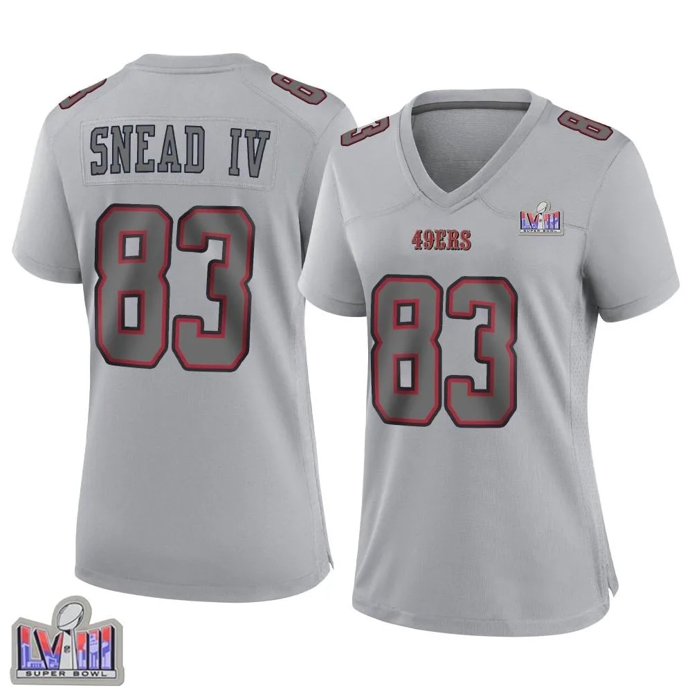 Women's San Francisco 49ers Willie Snead Iv Nike Atmosphere Fashion Super Bowl LVIII Patch Game Gray Jersey Women's San Francisco 49ers Willie Snead Iv Nike Atmosphere Fashion Super Bowl LVIII Patch Game Gray Jersey