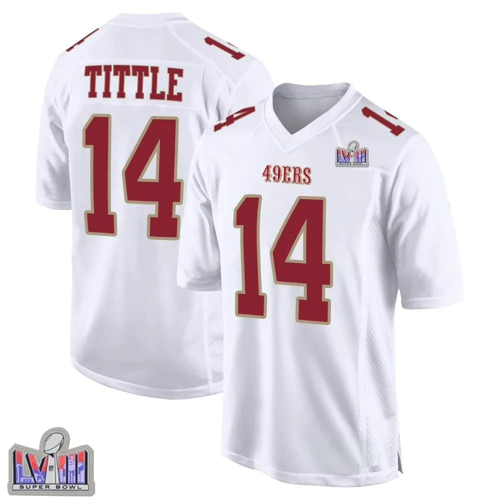 Men's San Francisco 49ers Y.a. Tittle Nike Fashion Super Bowl LVIII Patch Game White Jersey Men's San Francisco 49ers Y.a. Tittle Nike Fashion Super Bowl LVIII Patch Game White Jersey