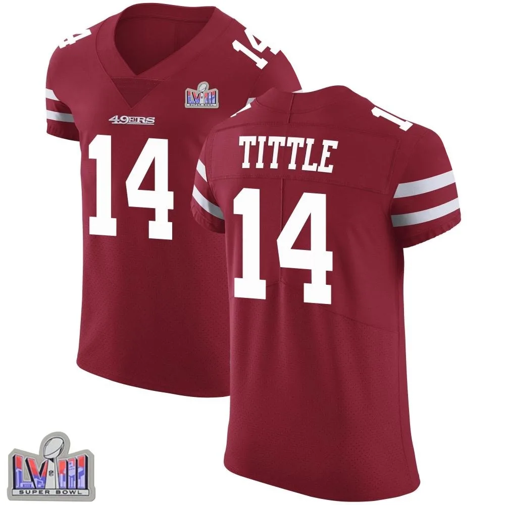 Men's San Francisco 49ers Y.a. Tittle Nike Team Color Vapor Untouchable Super Bowl LVIII Patch Elite Red Jersey Men's San Francisco 49ers Y.a. Tittle Nike Team Color Vapor Untouchable Super Bowl LVIII Patch Elite Red Jersey