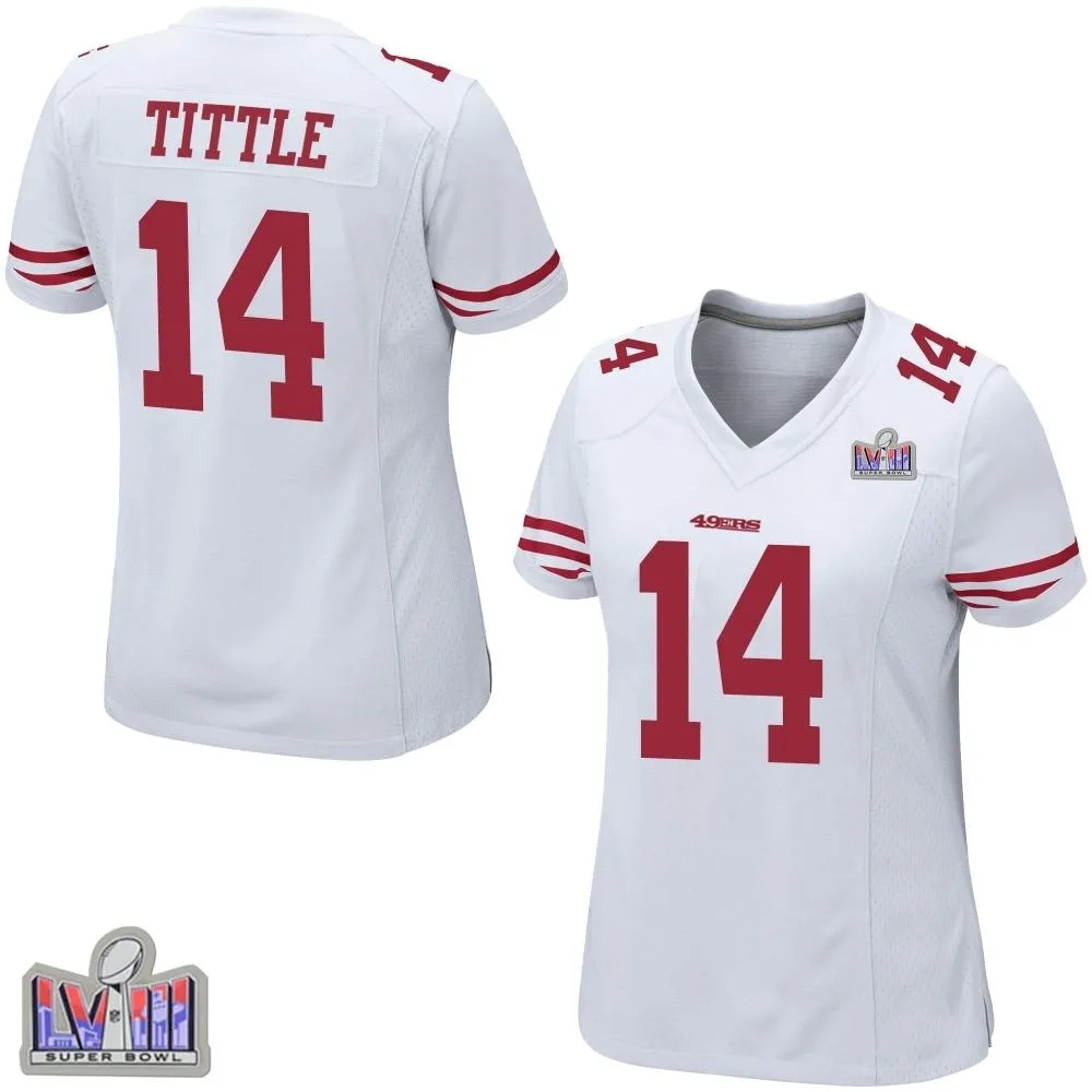 Women's San Francisco 49ers Y.a. Tittle Nike Super Bowl LVIII Patch Game White Jersey Women's San Francisco 49ers Y.a. Tittle Nike Super Bowl LVIII Patch Game White Jersey