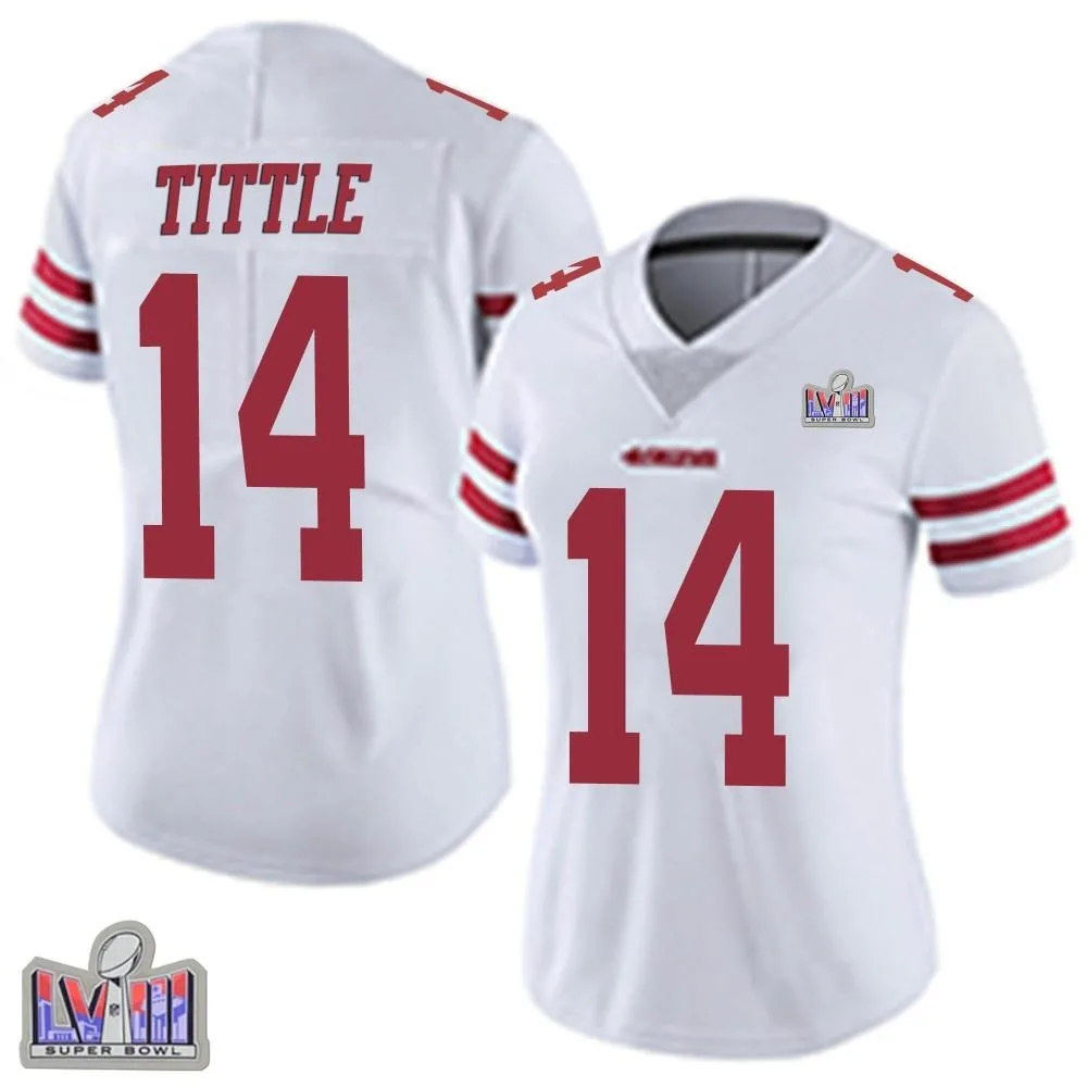 Women's San Francisco 49ers Y.a. Tittle Nike Vapor Untouchable Super Bowl LVIII Patch Limited White Jersey Women's San Francisco 49ers Y.a. Tittle Nike Vapor Untouchable Super Bowl LVIII Patch Limited White Jersey