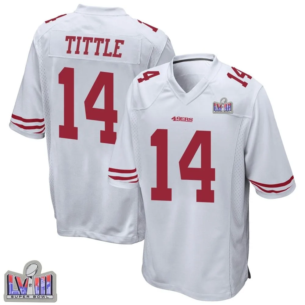 Youth San Francisco 49ers Y.a. Tittle Nike Super Bowl LVIII Patch Game White Jersey Youth San Francisco 49ers Y.a. Tittle Nike Super Bowl LVIII Patch Game White Jersey