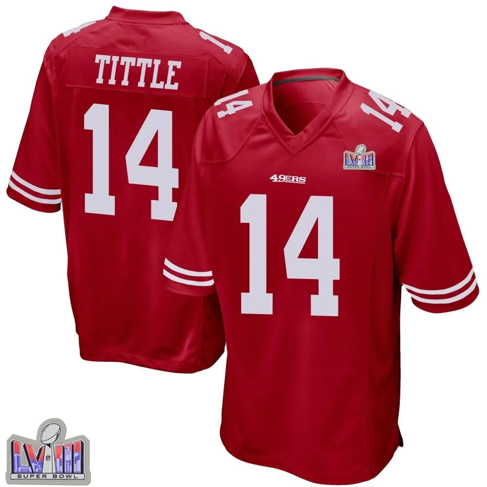 Youth San Francisco 49ers Y.a. Tittle Nike Team Color Super Bowl LVIII Patch Game Red Jersey Youth San Francisco 49ers Y.a. Tittle Nike Team Color Super Bowl LVIII Patch Game Red Jersey