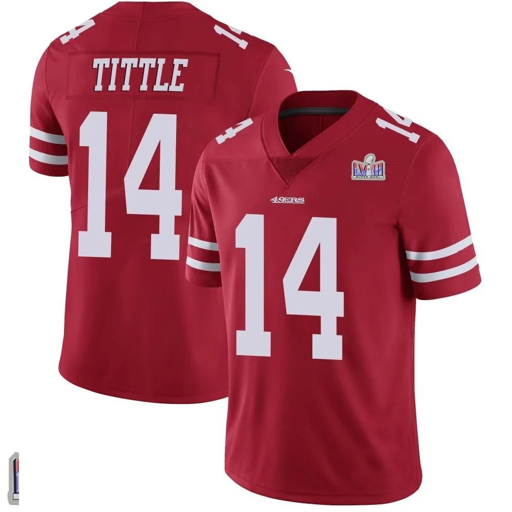Youth San Francisco 49ers Y.a. Tittle Nike Team Color Vapor Untouchable Super Bowl LVIII Patch Limited Red Jersey Youth San Francisco 49ers Y.a. Tittle Nike Team Color Vapor Untouchable Super Bowl LVIII Patch Limited Red Jersey