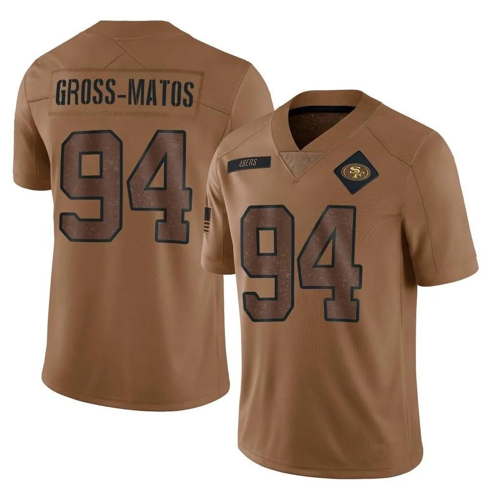 Men's San Francisco 49ers Yetur Gross-matos Nike 2023 Salute To Service Limited Brown Jersey Men's San Francisco 49ers Yetur Gross-matos Nike 2023 Salute To Service Limited Brown Jersey